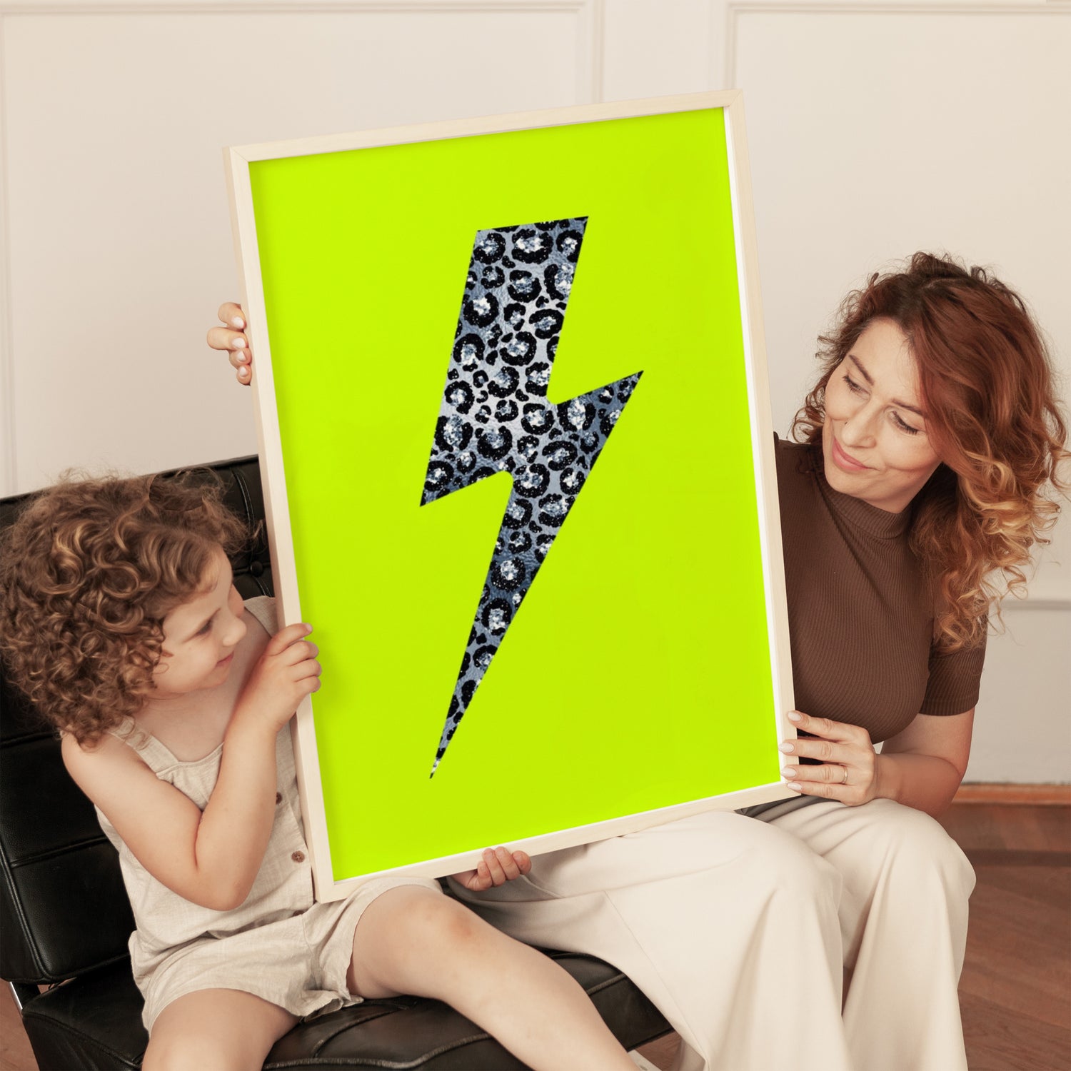 Leopard Print Lightning Silver (Neon) Print
