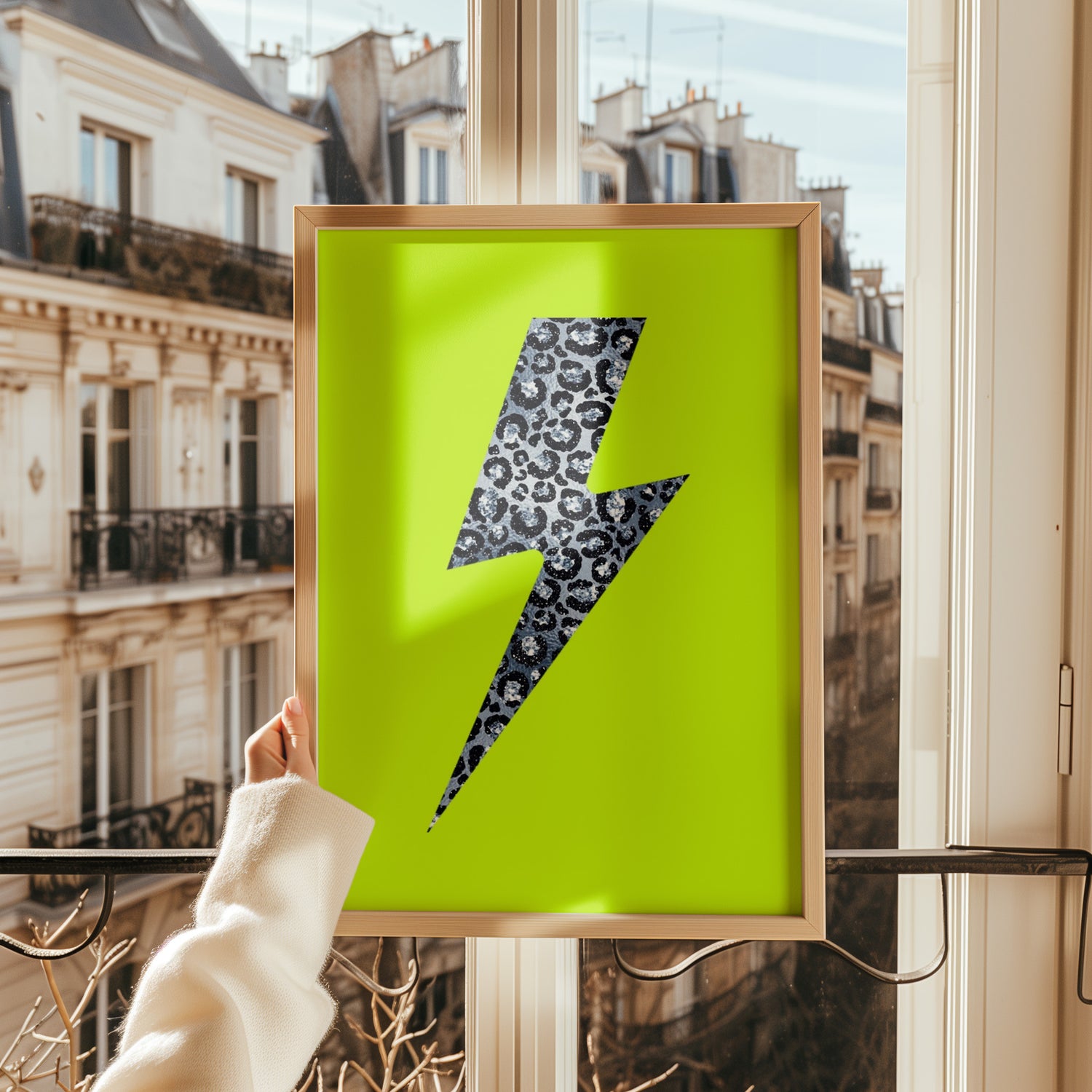 Leopard Print Lightning Silver (Neon) Print