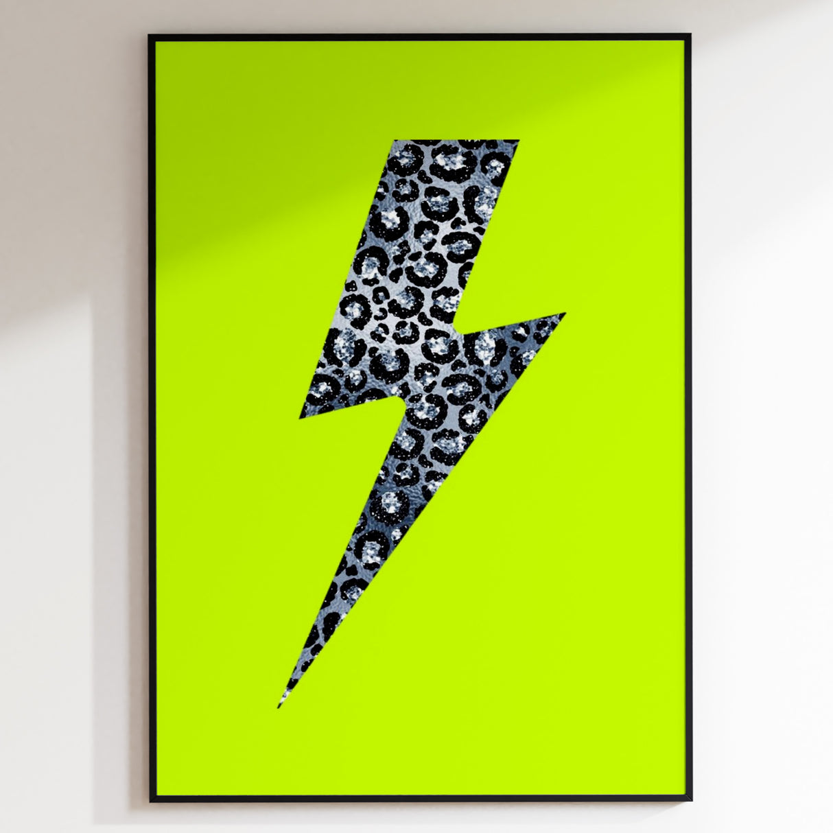 Leopard Print Lightning Silver (Neon) Print