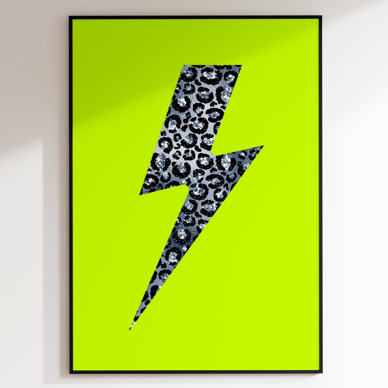 Leopard Print Lightning Silver (Neon) Print