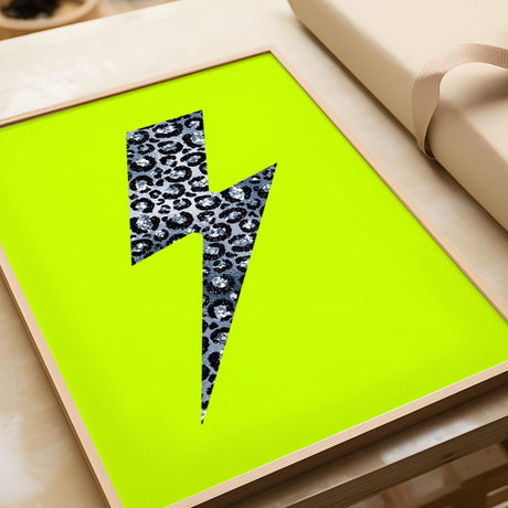 Leopard Print Lightning Silver (Neon) Print