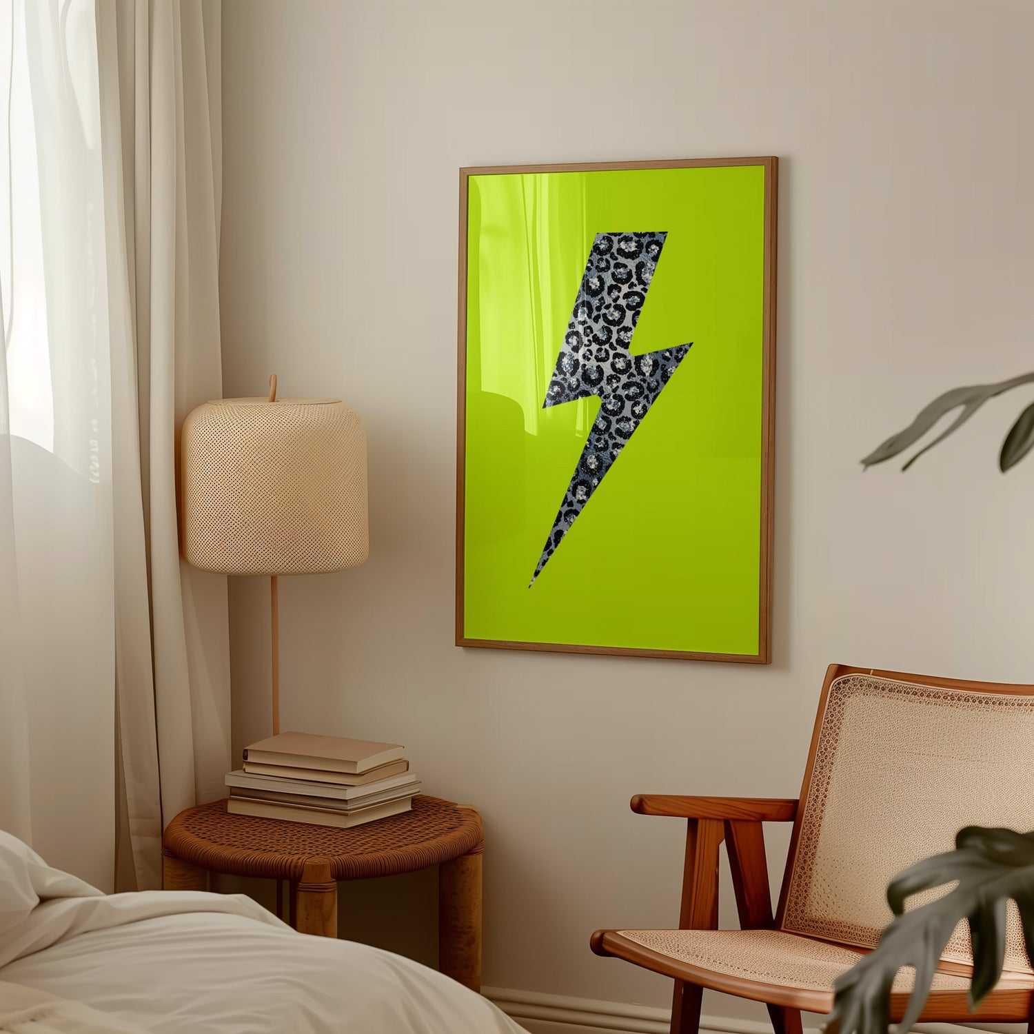Leopard Print Lightning Silver (Neon) Print