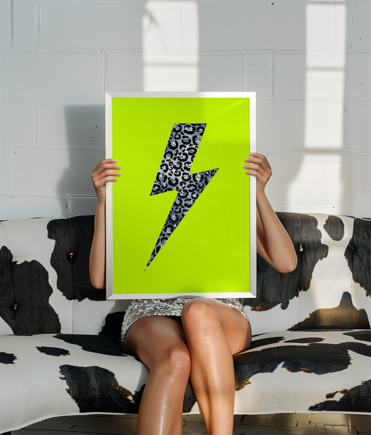 Leopard Print Lightning Silver (Neon) Print