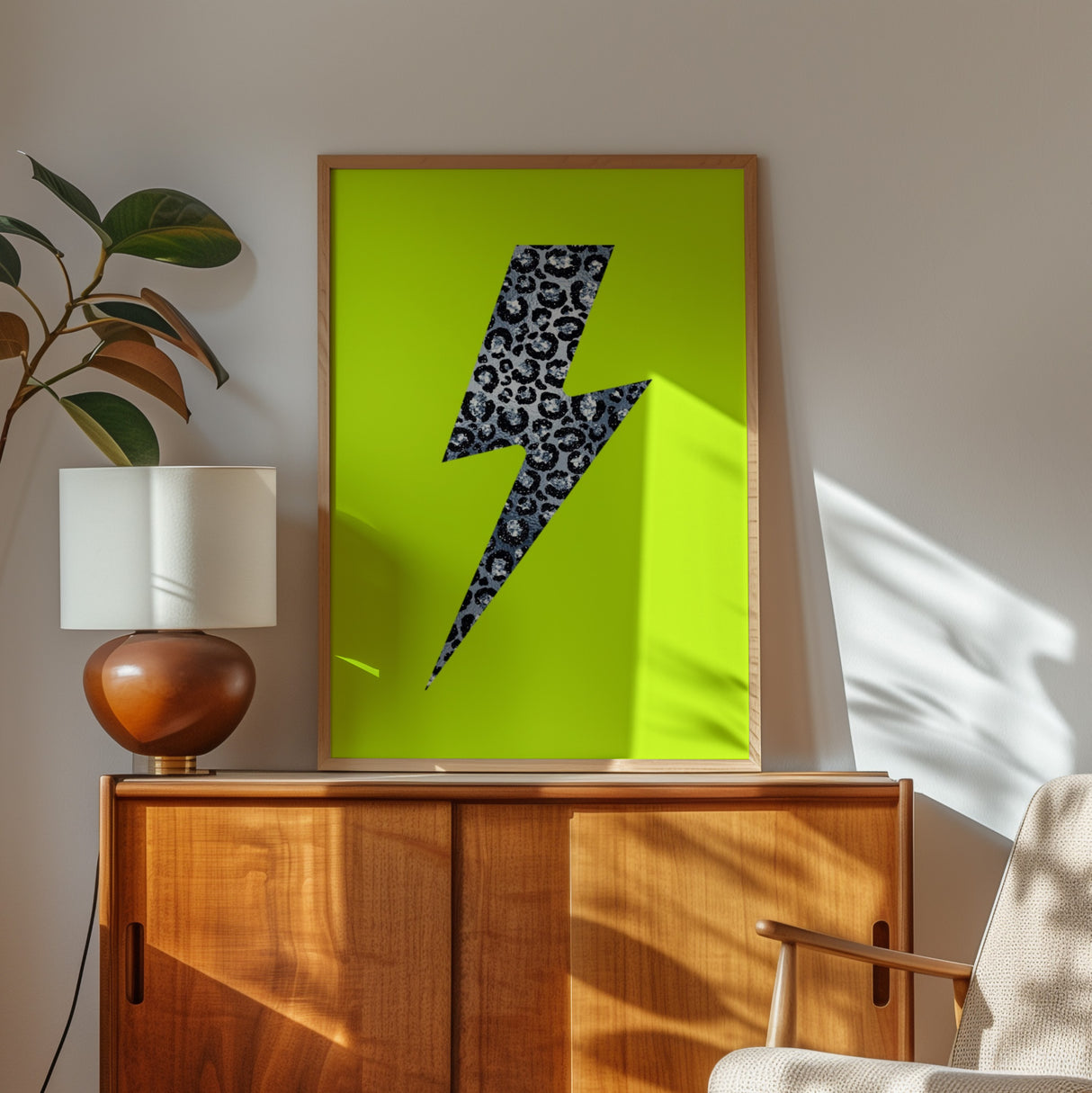 Leopard Print Lightning Silver (Neon) Print