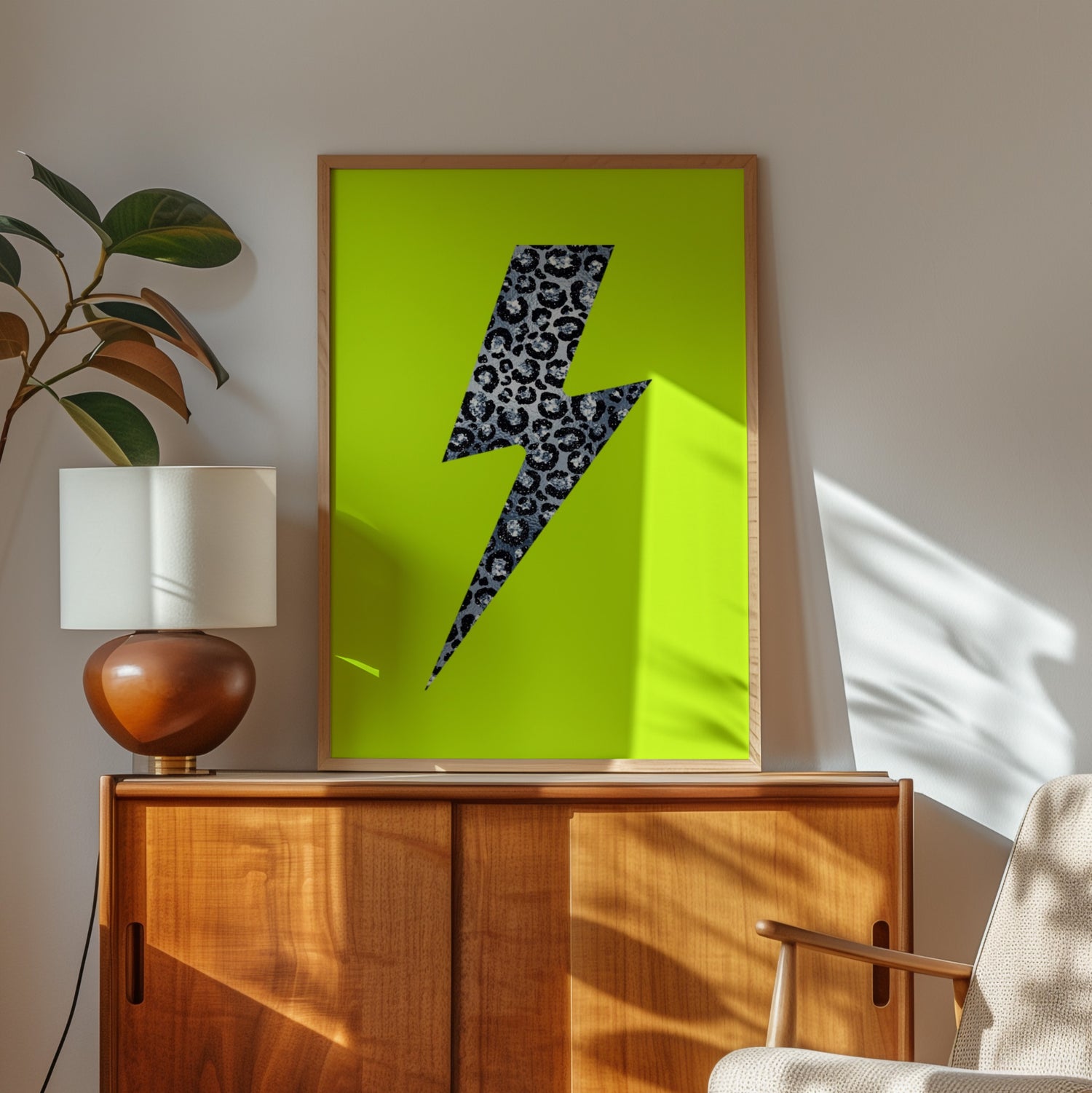 Leopard Print Lightning Silver (Neon) Print