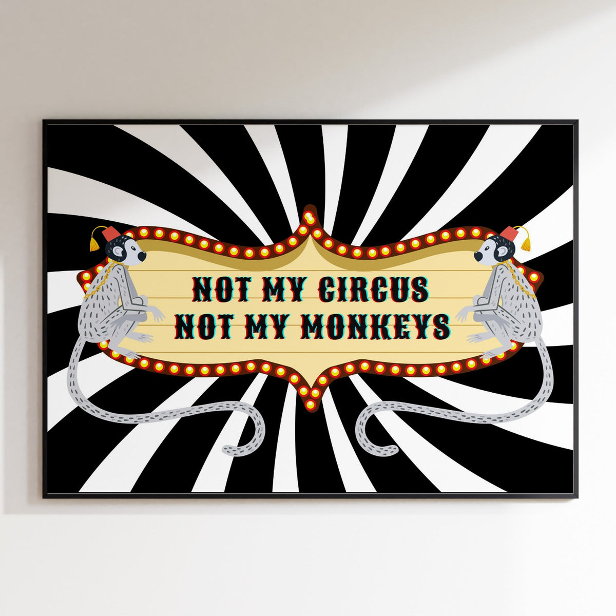 Funny Bone: 'Not My Circus Not My Monkeys' Metal Sign – 6x8 Inch Humorous Plaque For Home Or Office