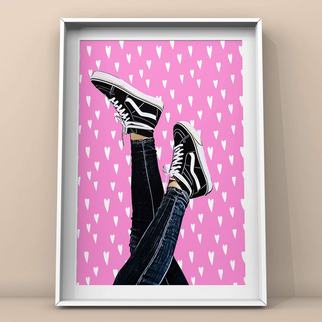 Just for Kicks (Pink/White Hearts) Print Punk Haus