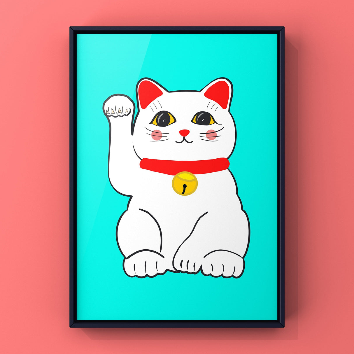 Lucky Cat Maneki Neko Blue Print Punk Haus