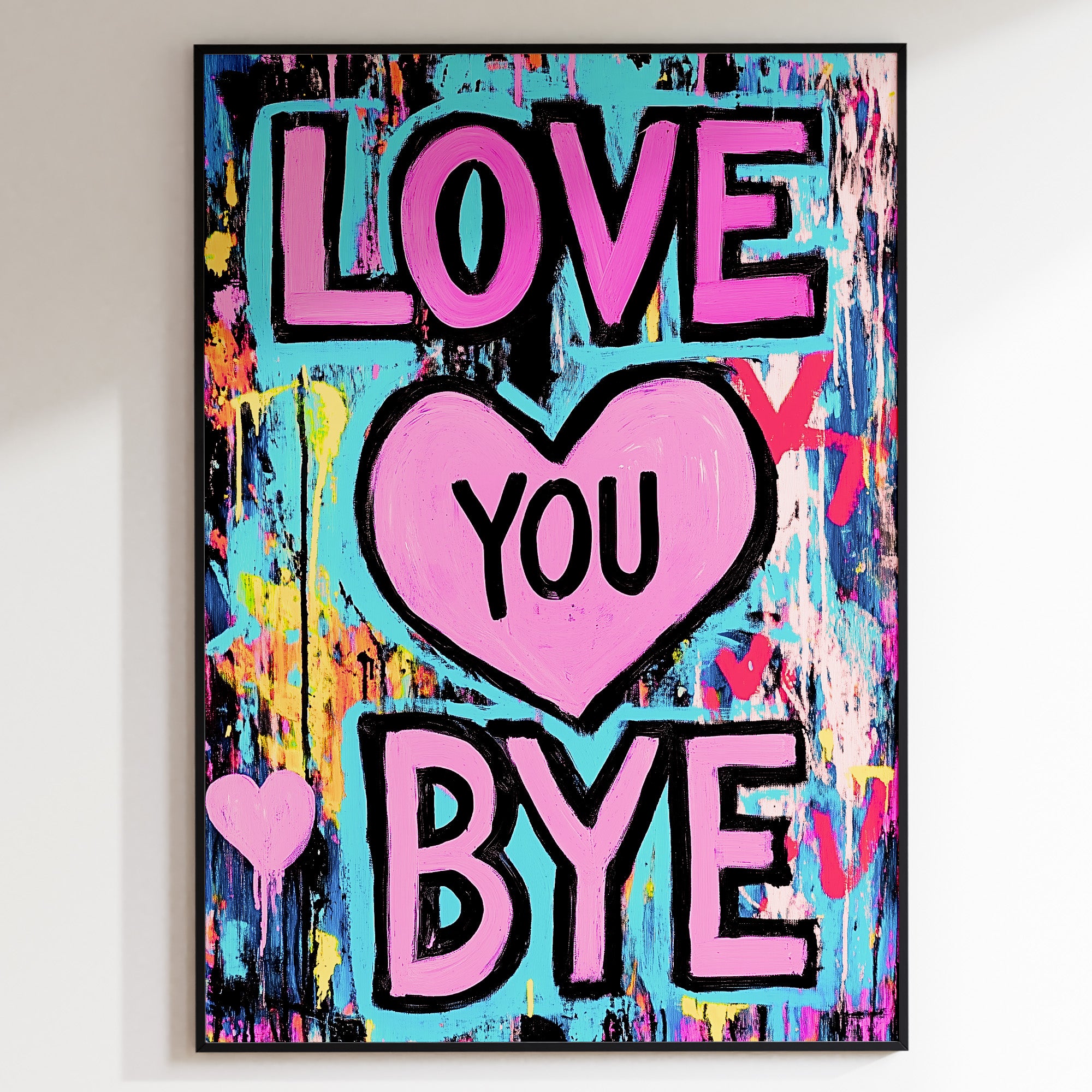 ヴィンテージ風 モノクロポスター「Love You」額装付 73×52cm Love You Bye – Punk Haus UK