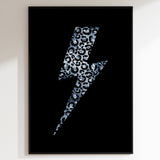 Leopard Print Lightning Bolt - Silver