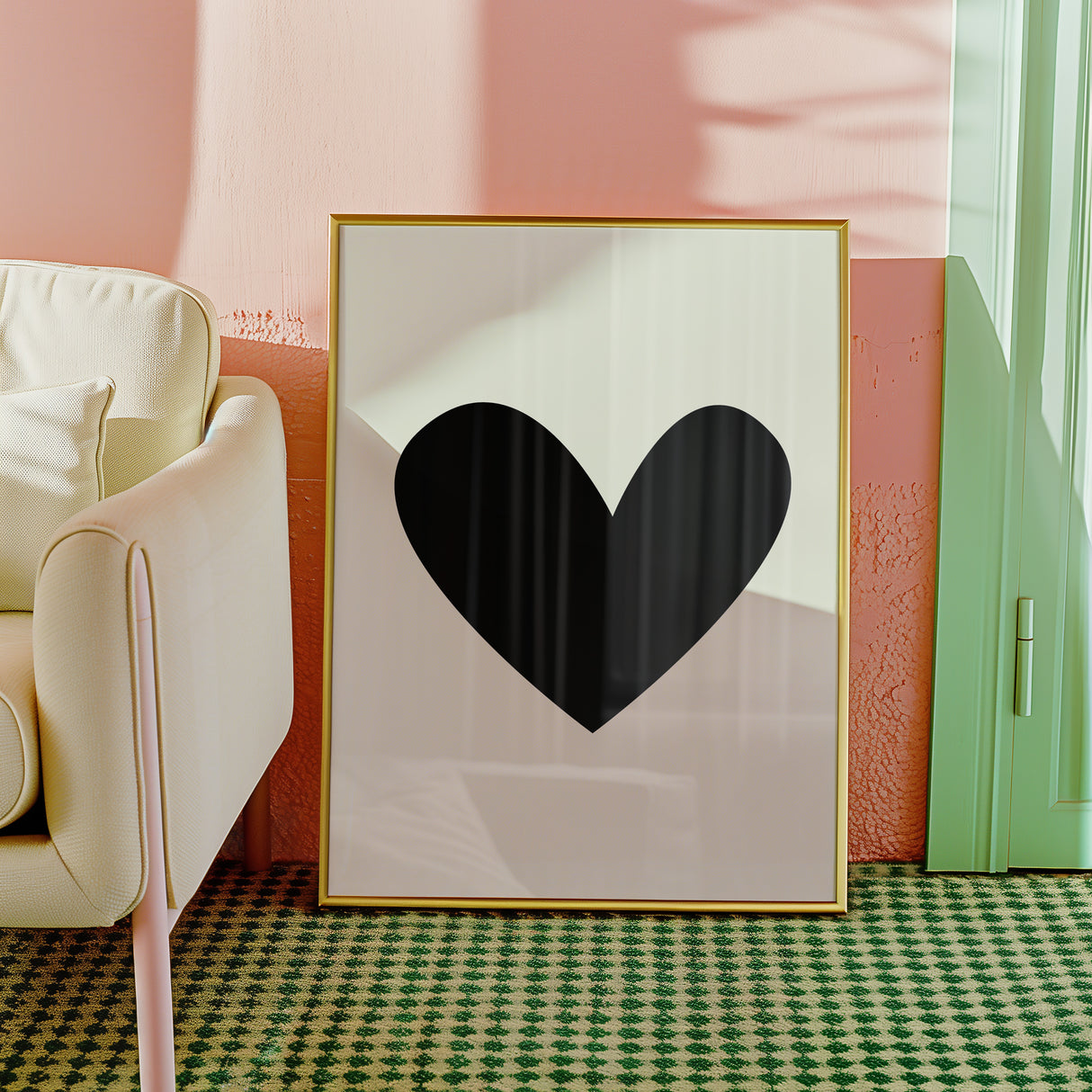 Simple Heart Black On Cream