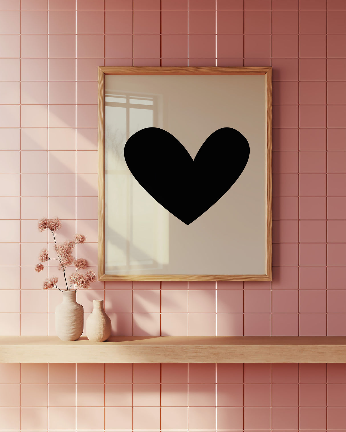 Simple Heart Black On Cream