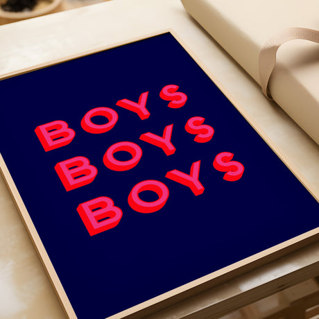 Boys Boys Boys Print Navy/Red