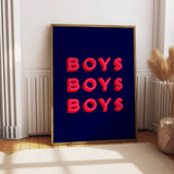 Boys Boys Boys Print Navy/Red