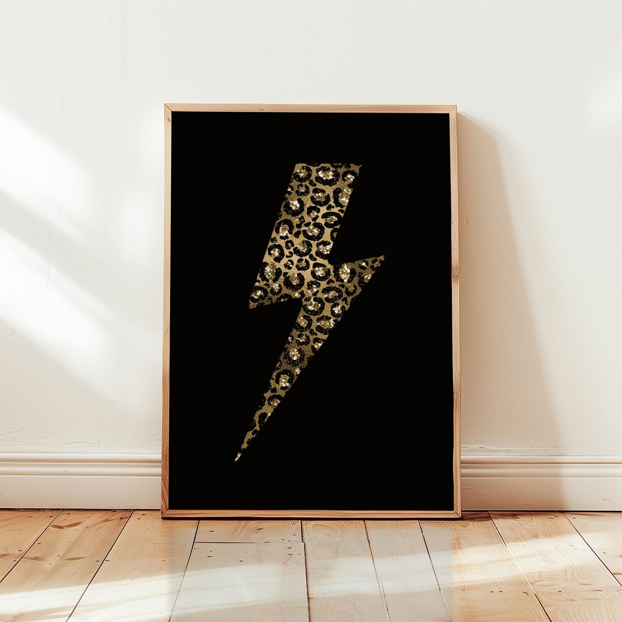 Leopard Print Lightning Bolt - Gold