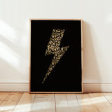 Leopard Print Lightning Bolt - Gold