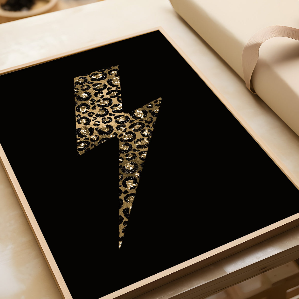 Leopard Print Lightning Bolt - Gold