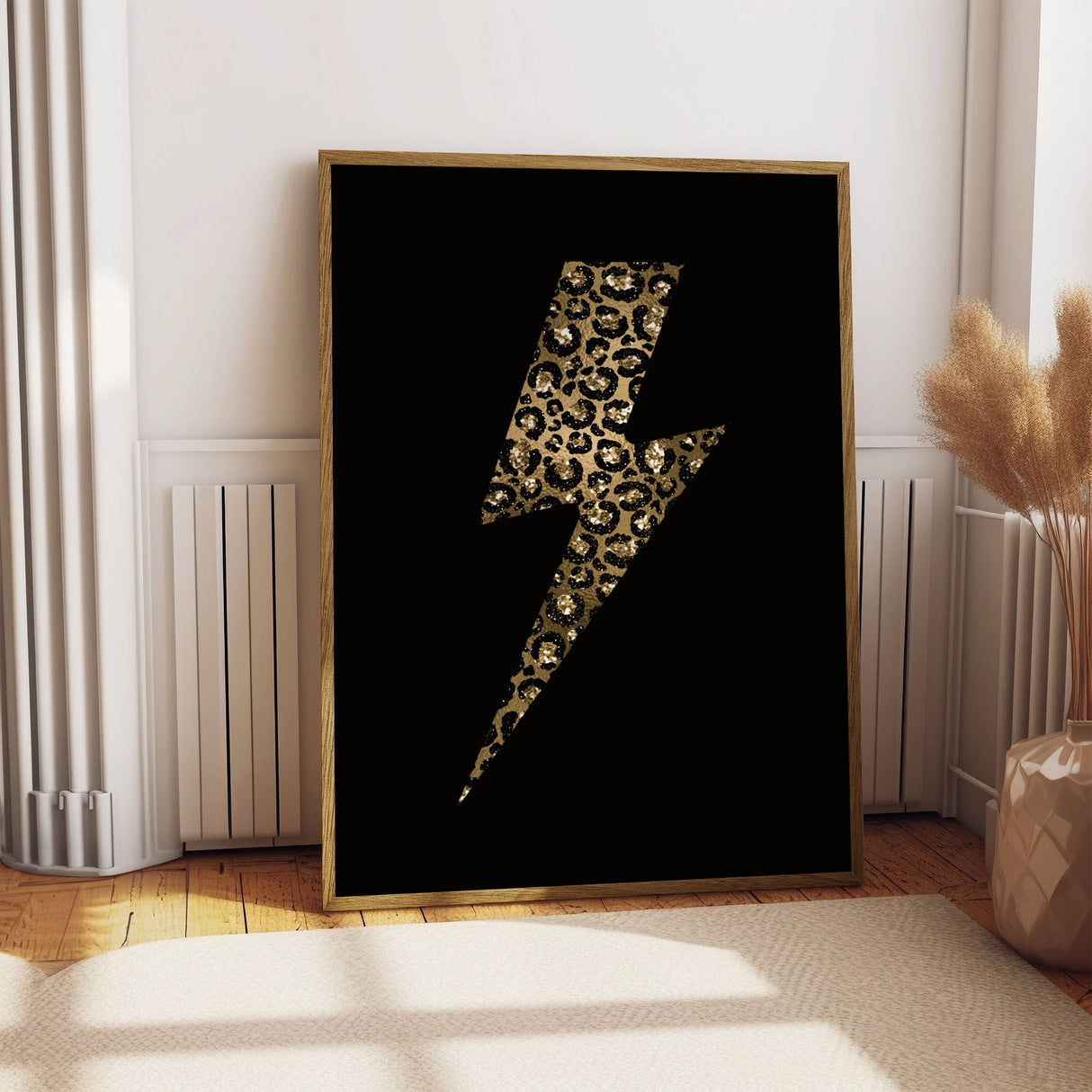 Leopard Print Lightning Bolt - Gold