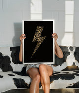 Leopard Print Lightning Bolt - Gold