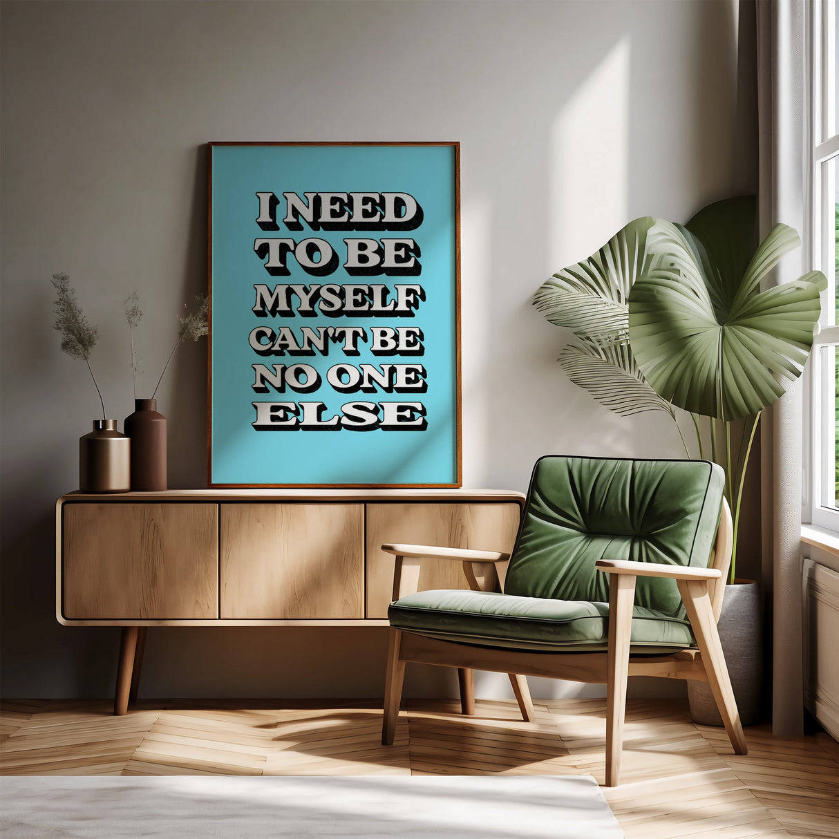 I NEED TO BE MYSELF - BLUE TYPOGRAPHY