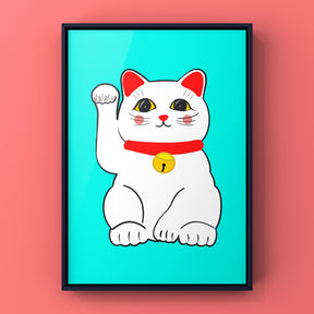 Lucky Cat Maneki Neko Blue Print Punk Haus