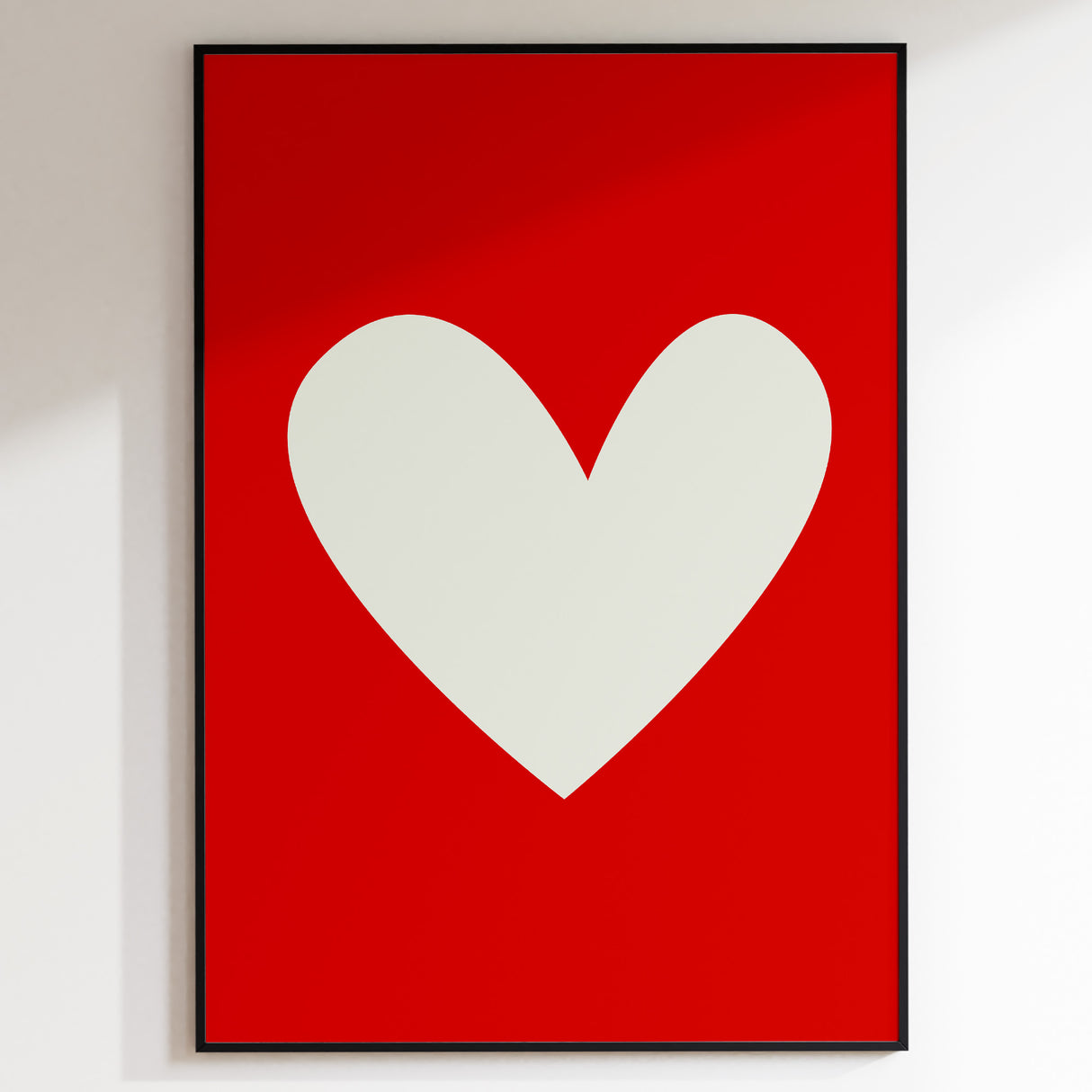 Simple Heart White On Red