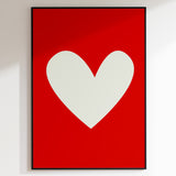 Simple Heart White On Red